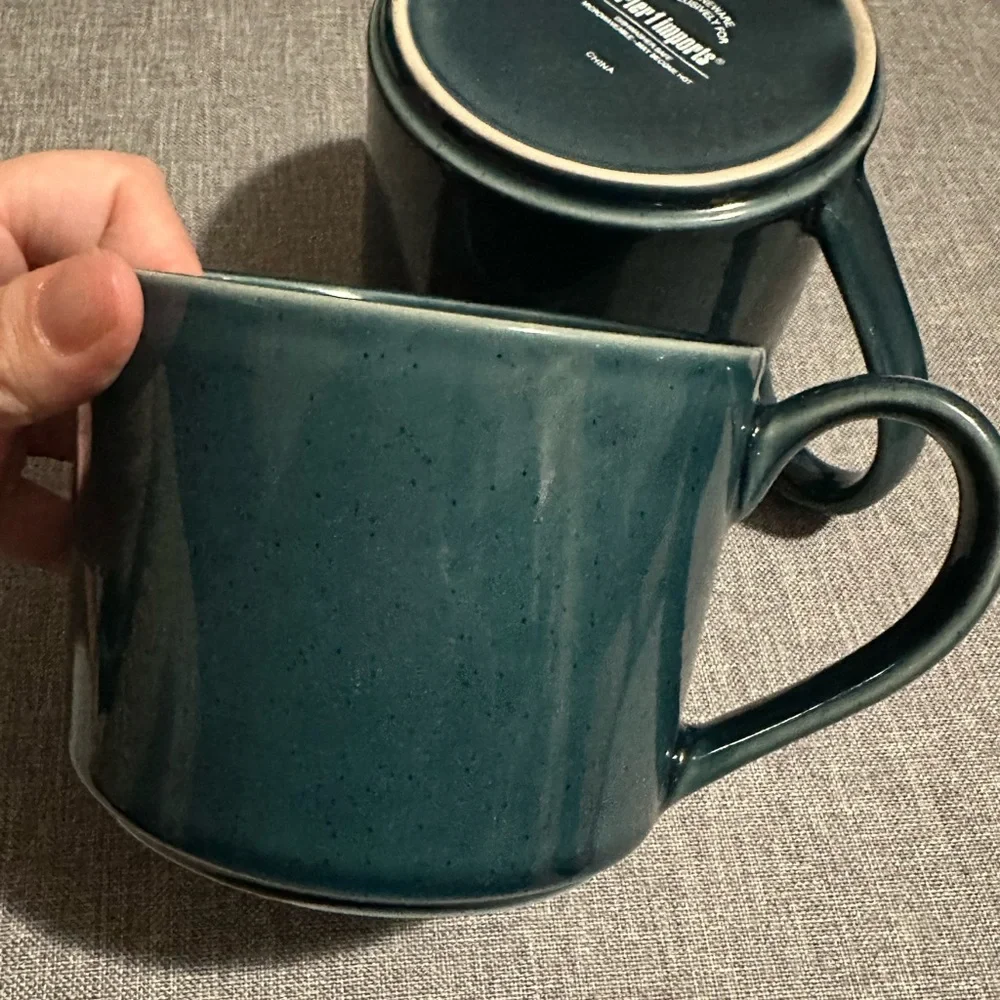 Pier 1 Imports Stoneware Large Mugs Teal Set of 2